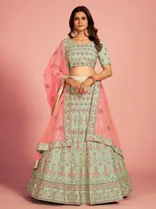 Fusionic Embroidered Semi-Stitched Lehenga & Unstitched Blouse With Dupatta