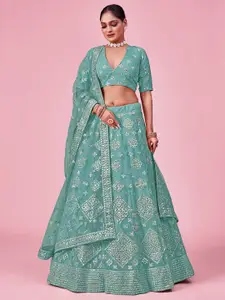 Fusionic Embroidered Semi-Stitched Lehenga & Unstitched Blouse With Dupatta