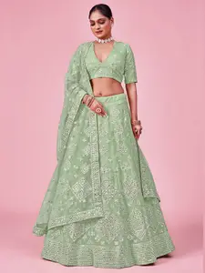 Fusionic Embroidered Semi-Stitched Lehenga & Unstitched Blouse With Dupatta