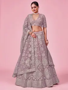 Fusionic Embroidered Semi-Stitched Lehenga & Unstitched Blouse With Dupatta