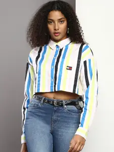 Tommy Hilfiger Striped Cotton Crop Casual Shirt