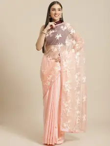 Saree mall Floral embroidered Zari Organza Sarees