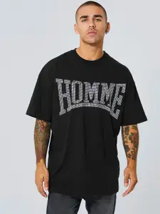 boohooMAN Typography Embellished Pure Cotton Oversized T-shirt