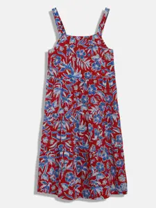 Tommy Hilfiger Girls Shoulder Straps Floral Printed Dress