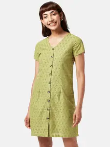 AKKRITI BY PANTALOONS Schiffli V-Line A-Line Dress