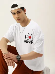 Kook N Keech Mickey Mouse Printed Drop-Shoulder Sleeves Loose Pure Cotton T-shirt