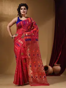 Arhi Floral Design Zari Silk Cotton Jamdani Saree