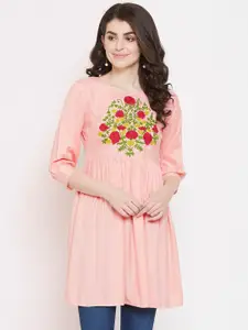 Ruhaans Women Rayon Embroidered Kurti