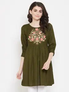 Ruhaans Women Rayon Embroidered Kurti