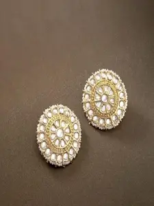 I Jewels Gold Plated Circular Studs Earrings