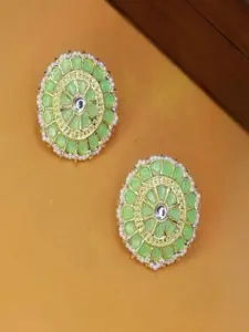 I Jewels Gold Plated Circular Studs Earrings