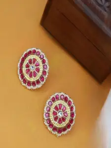 I Jewels Gold Plated Circular Studs Earrings