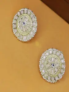 I Jewels Gold-Plated Circular Studs Earrings