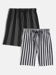 SEYBIL Girls Pack Of 2 Striped Lounge Shorts