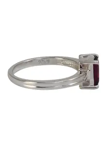 HIFLYER JEWELS Sterling Silver Garnet-Studded Finger Ring