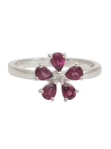 HIFLYER JEWELS Sterling Silver Garnet-Studded Finger Ring