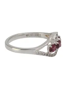 HIFLYER JEWELS 92.5 Sterling Silver Garnet-Studded Finger Ring