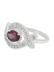HIFLYER JEWELS Sterling Silver Garnet-Studded Finger Ring