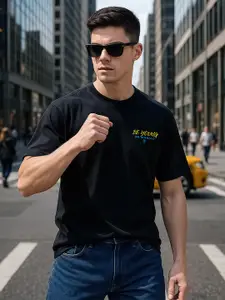 Maniac Men Graphic Printed Cotton Oversize Fitted T-shirt