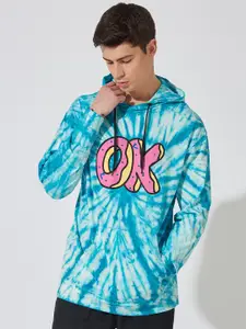 Maniac Men Tie & Dye Cotton Drop-Shoulder Hooded T-shirt