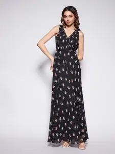 20Dresses Floral Printed Shoulder Straps Georgette Maxi Wrap Dress