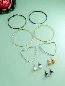 aadita Set Of 6 Gold-Plated Geometric Hoop Earrings