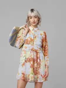ONLY Floral Printed Spread Collar Shirt Dress