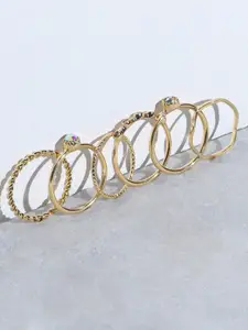 ToniQ Set Of 6 Gold-Plated CZ-Studded Finger Rings