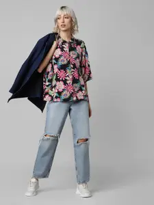 ONLY Floral Printed Drop Shoulder Sleeves Boxy Fit Casual Shirt