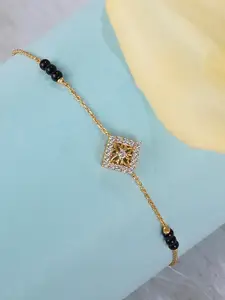 PALMONAS 18k Gold-Plated Sterling Silver Cubic Zirconia Charm Mangalsutra Bracelet