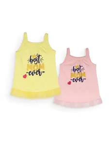 Little Carrot Girls Pack of 2 Typography Printed Top
