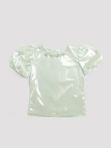 Tiny Girl Self Design Puff Sleeves Top