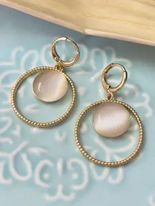Ayesha Rose Gold-Plated Moonstone Circular Drop Earrings