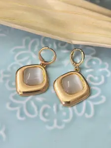 Ayesha Gold-Plated Square Moonstone Square Drop Earrings