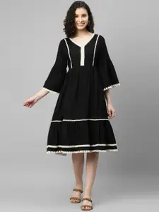 DEEBACO V-Neck Fit & Flare Dress