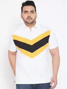 bigbanana Plus Size Colourblocked Polo Collar Pure Cotton Bio Finish T-shirt