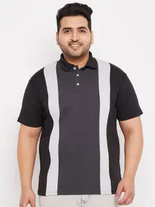 bigbanana Plus Size Colourblocked Polo Collar Bio Finish T-shirt