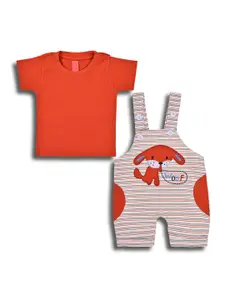 Wish Karo Infant Boys Pure Cotton T-shirt and Dungarees Clothing Set