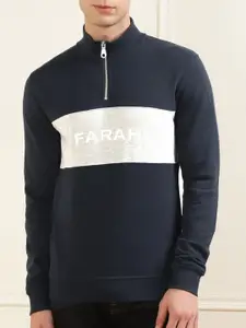 Farah High Neck Printed Half Zipper Sweatshirt