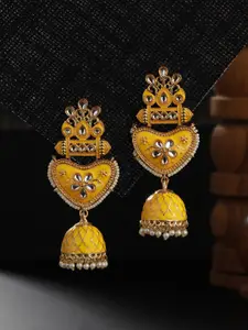 Jazz and Sizzle Gold-Plated Kundan Contemporary Jhumkas Earrings