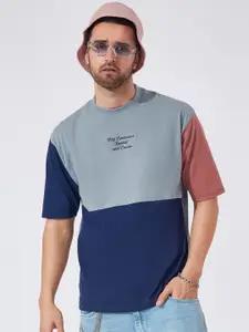 Maniac Colourblocked Round Neck Cotton Boxy T-shirt