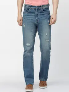 FEVER Men Loose Wide Leg High-Rise Mildly Distressed Heavy Fade Stretchable Jeans