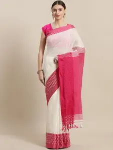 Laa Calcutta Geometric Woven Design Saree With Blouse Piece