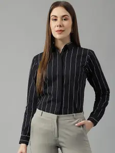 Hancock Sharp Slim Fit Striped Pure Cotton Formal Shirt