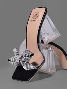 MODA-X Embellished Bow Block Heels
