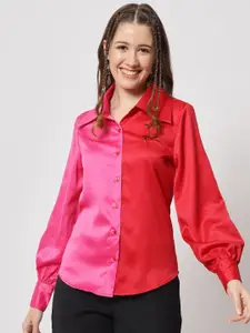 angloindu Classic Colourblocked Satin Casual Shirt