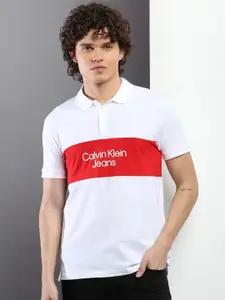 Calvin Klein Jeans Colourblocked Polo Collar Pure Cotton Slim Fit T-shirt