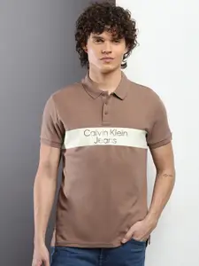 Calvin Klein Jeans Typography Printed Short Sleeve Polo Collar Pure Cotton T-shirt