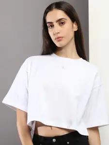 Calvin Klein Jeans Drop Shoulder Sleeves Pure Cotton Crop T-shirt