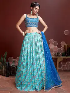 FABPIXEL Embroidered Semi-Stitched Lehenga & Unstitched Blouse With Dupatta